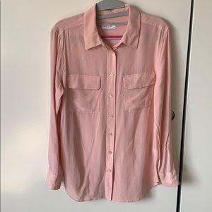 Equipment Femme Pink 100% Silk Long Sleeve Blouse